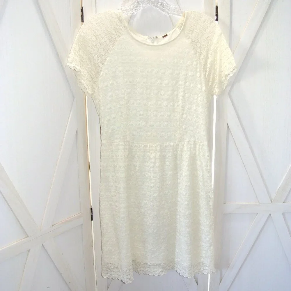Free People White Lace Sheath Mini Dress